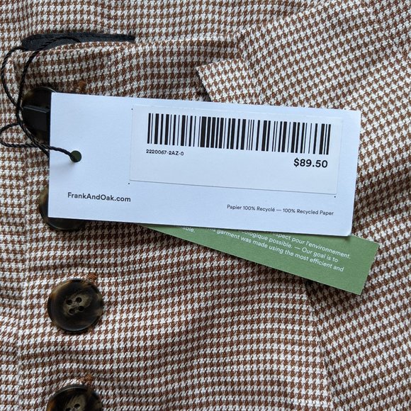 Frank and Oak Houndstooth High Waisted Shorts NWT - Picture 4 of 5